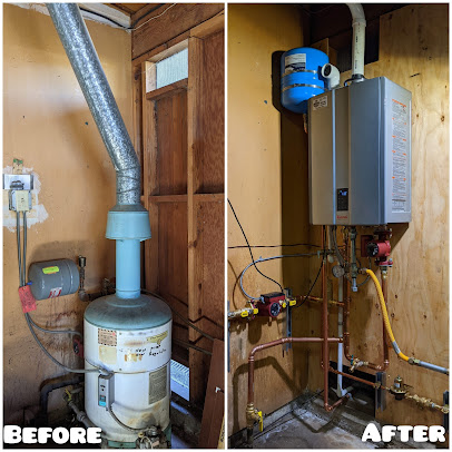 Before and after pictures of a hot water heater.